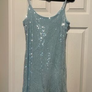 Bar III Light Blue Sequin Mini Dress
